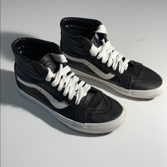 vans high tops black leather